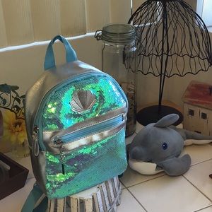 Baby Blue/Aqua Sequined Backpack